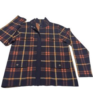 Joie Shaket Jacket Women’s XL Blue/Orange/Yellow Plaid Full Zip Soft Utility